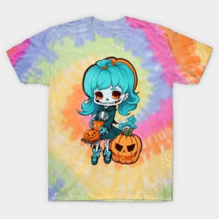 Halloween Skeleton Kawaii Girl T-Shirt